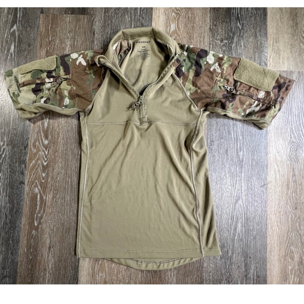 Propper Combat Shirt Mens XS/R Tan Multicam Short Sleeve Tactical 1/4 Zip 4563